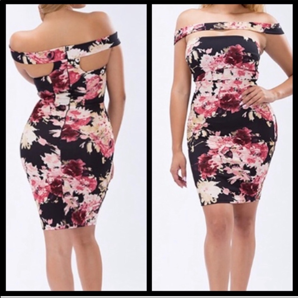 Floral cut out pencil dress